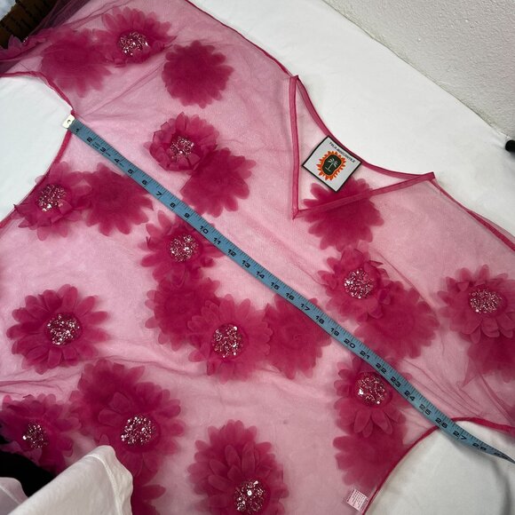 Tela Luxury Mercantile West Palm Beach Floral Mesh Maxi Dress Hot Pink OS - Picture 9 of 12